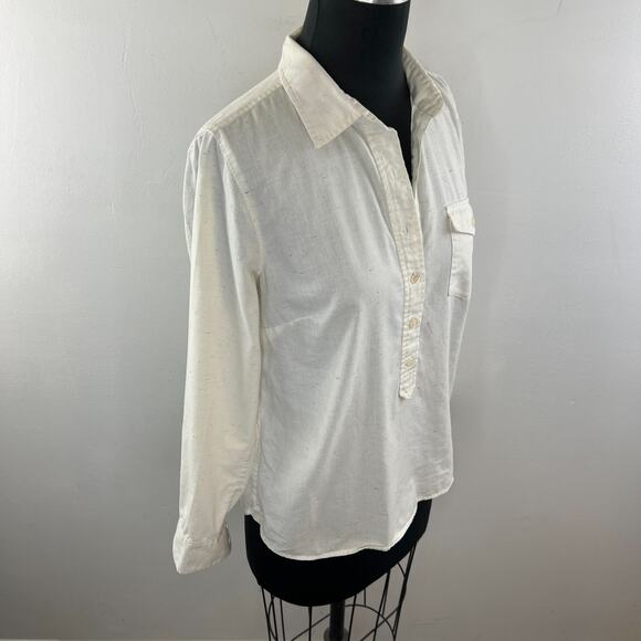 J. Crew White Multi Strand Half Button Down Casual Relaxed Fit Shirt 6 - Picture 6 of 7